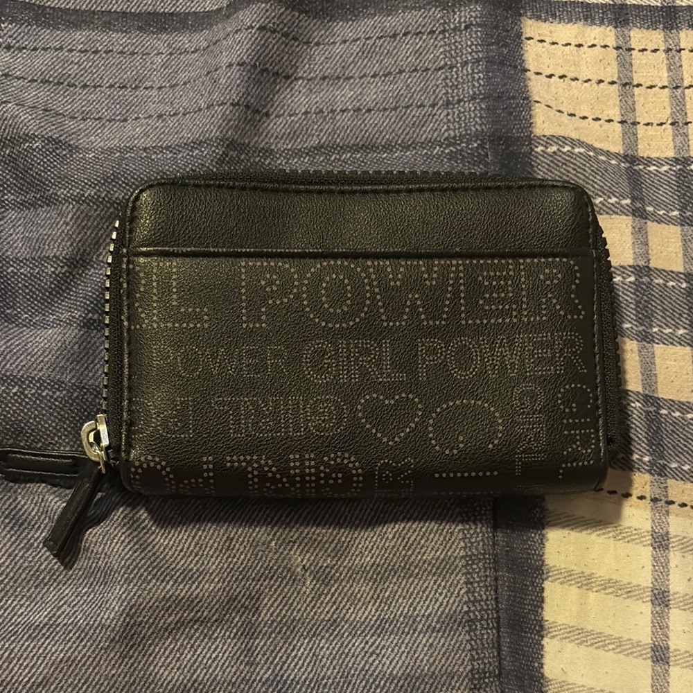 Black Wallet with Embossed Text